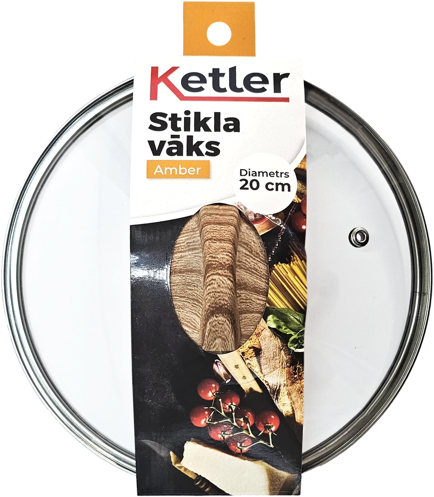 Ketler Keptuvės dangtis 20 cm su medžio imitacijos rankena
