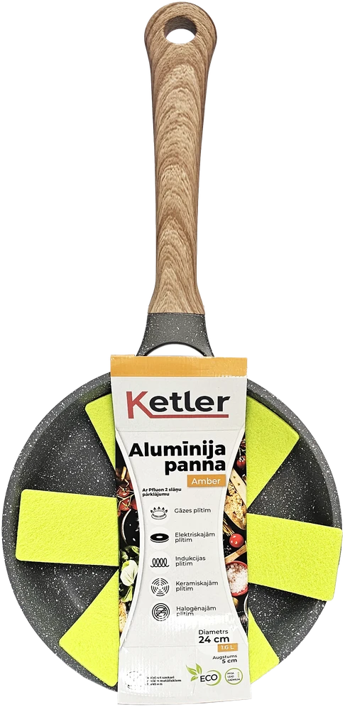 Ketler Keptuvė aliuminio Amber 24cm, su medžio imitacijos rankena
