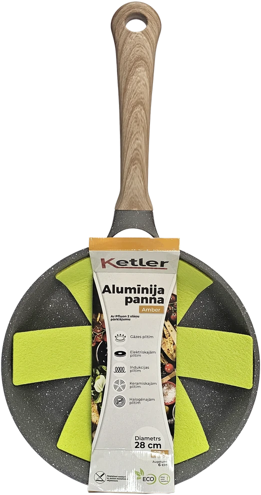 Ketler Keptuvė Amber 28cm pilka su medžio imitacijos rankena