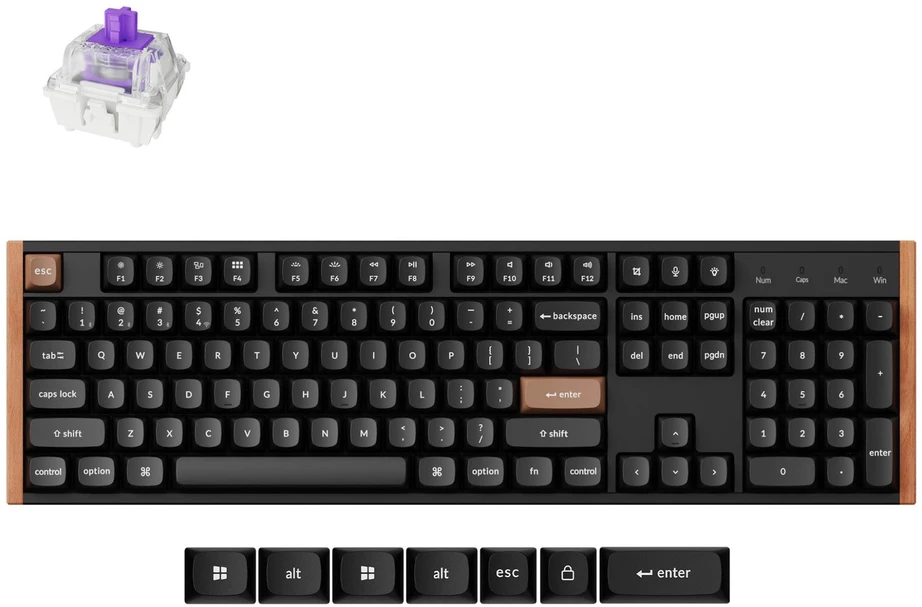 Keychron K10 HE Wireless (K10H-F1) - US išdėstymas - Gateron Magnetic Nebula - Carbon Juodas (Juoda) Magnetinė Belaidė Žaidimų Klaviatūra