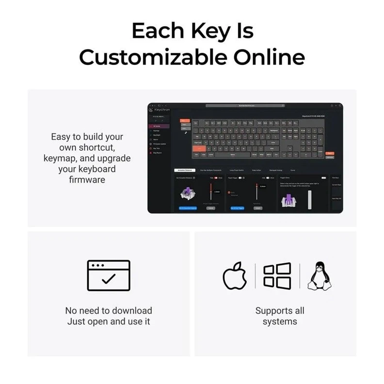 Keychron K10 HE Wireless (K10H-F1) – US išdėstymas – Gateron Magnetic Nebula – Carbon Juodas (Juoda) Magnetinė Belaidė Žaidimų Klaviatūra