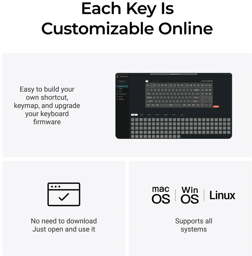 Keychron K1 QMK belaidė mechaninė klaviatūra (K1X-A4) | 6 versija