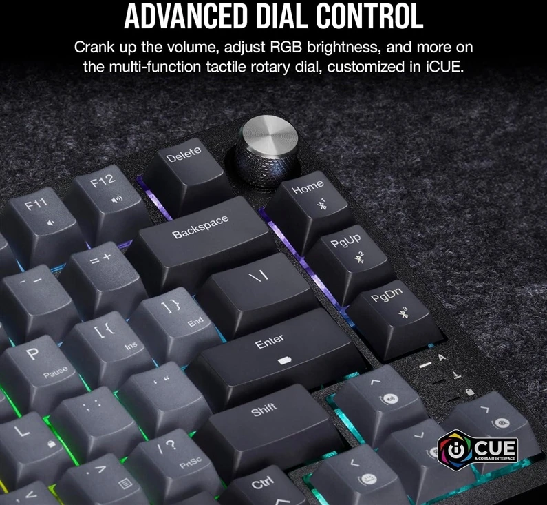 CORSAIR K65 Plus Belaidė mechaninė klaviatūra RGB LED pašvietimas Corsair MX Raudona