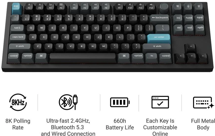 Klaviatūra Keychron Q3 Ultra (Juoda) - Keychron Silk POM Brown Switches