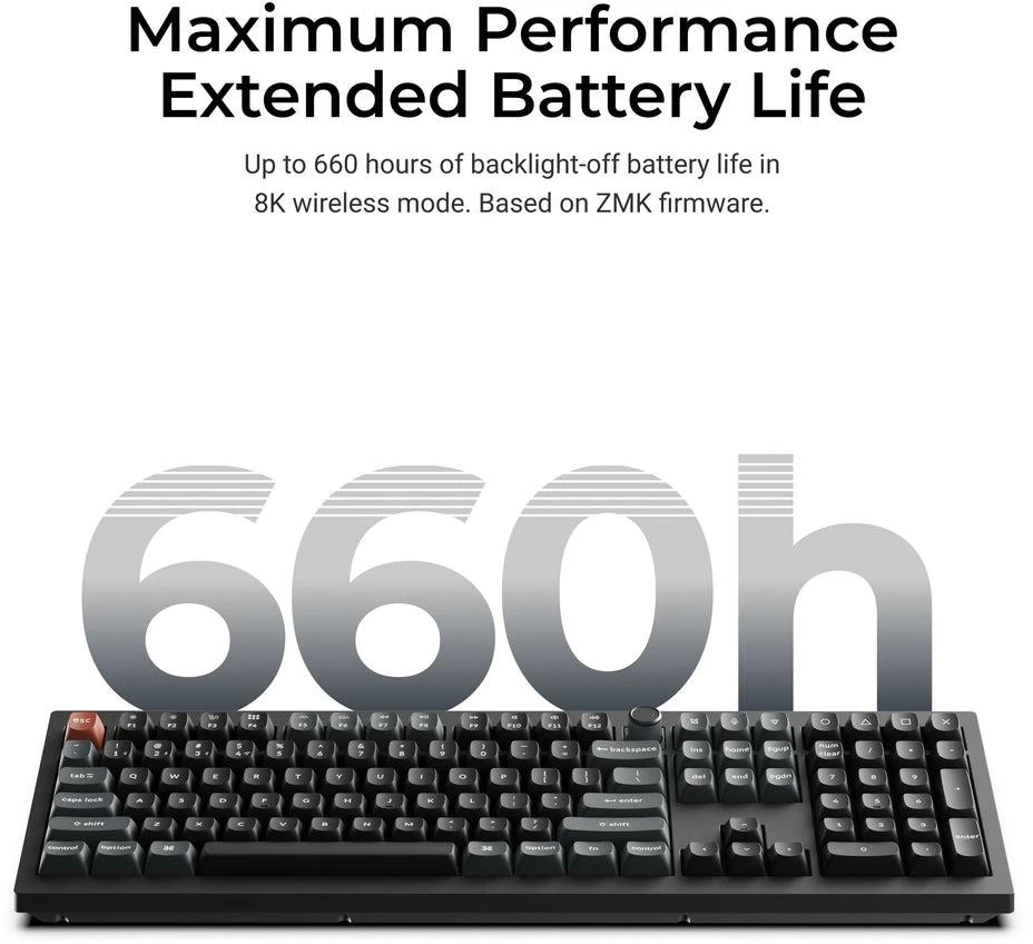 Keychron V6 Ultra Wireless (V6U-D1) - US išdėstymas - Hot-Swappable Silk POM Raudona - Juodas (Juoda) Mechaninė Belaidė Žaidimų Klaviatūra