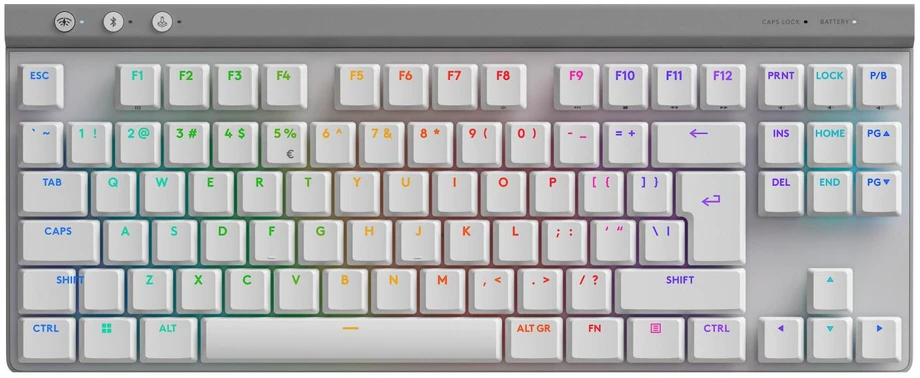 Belaidė žaidimų klaviatūra Logitech G515 LIGHTSPEED TKL Wireless Gaming, Baltos spalvos, Išdėstymas: US tarptautinis (Qwerty)