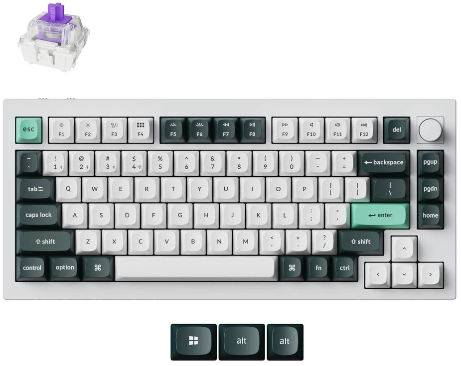 Žaidimų klaviatūra Keychron Q1 HE Gateron Double-Rail Magnetic belaidė magnetinė-mechaninė su apšvietimu, balta