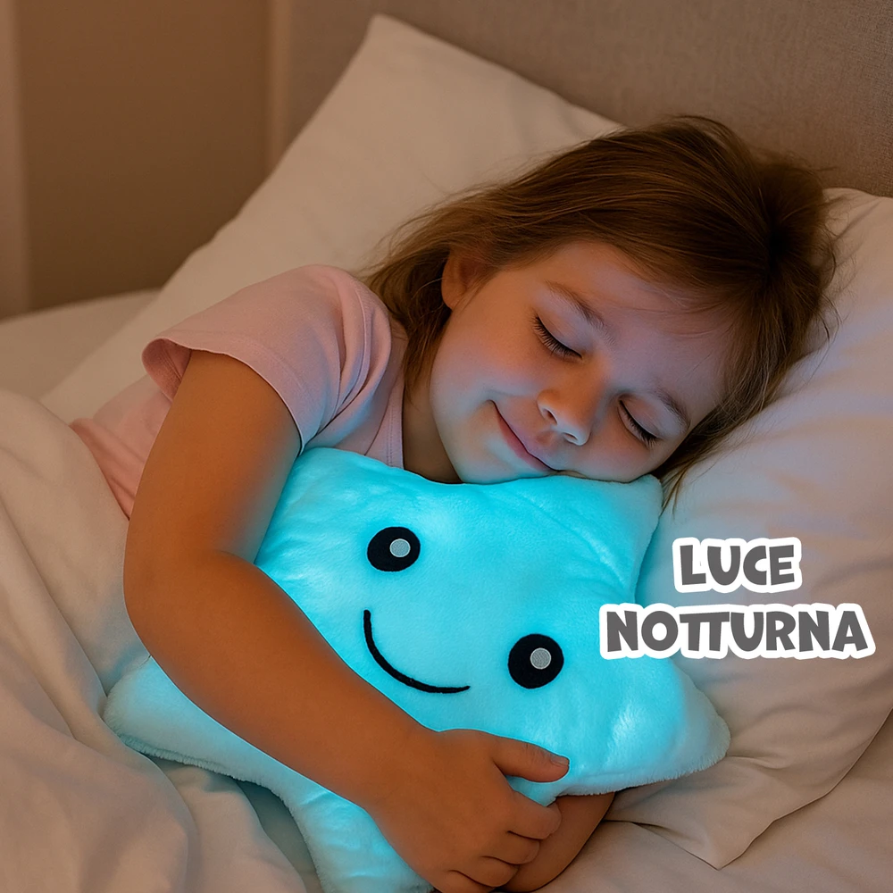 KOALA Žvaigždės formos pliušinė pagalvė su LED lempute, 40 cm