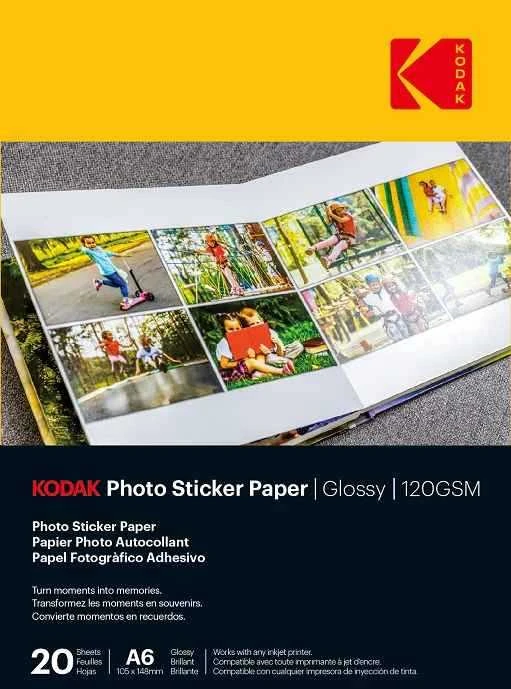 „Kodak“ nuotraukų lipdukų popierius, blizgus, 120 g/m², A6x20 (3510652)