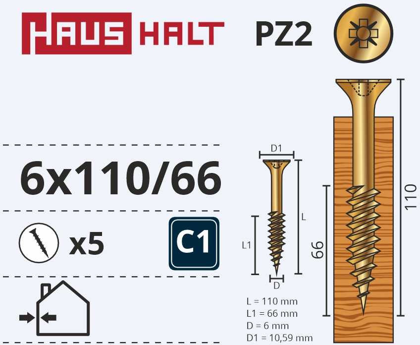 Medsraigčiai Haushalt, 6 x 110/66 mm, ZN, PZ3, 5 vnt.