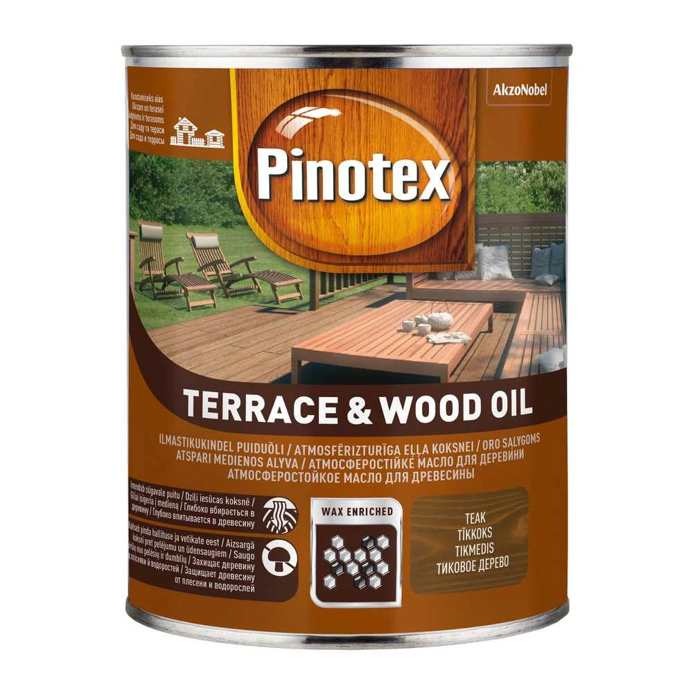 Medienos aliejus Pinotex Terrace & Wood Oil, tikmedžio spl., 1 l