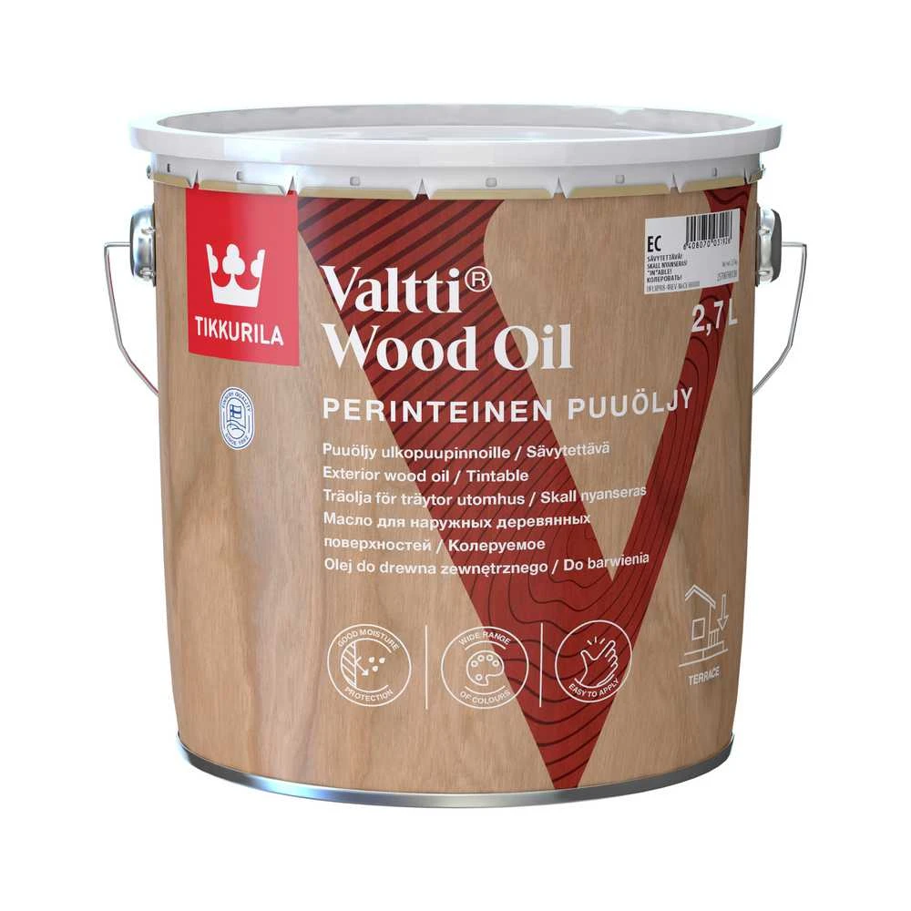 Medienos aliejus Tikkurila Valtti Wood Oil EC, skaidri sp., 2.7 l