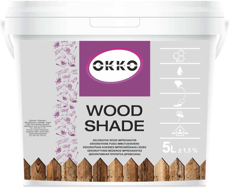 Medienos impregnantas Okko Wood Shade, juoda sp., 5 l