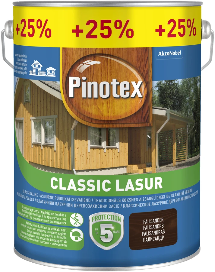 Medienos impregnantas Pinotex Classic Lasur, tamsiai ruda sp./palisandro sp., 5 l
