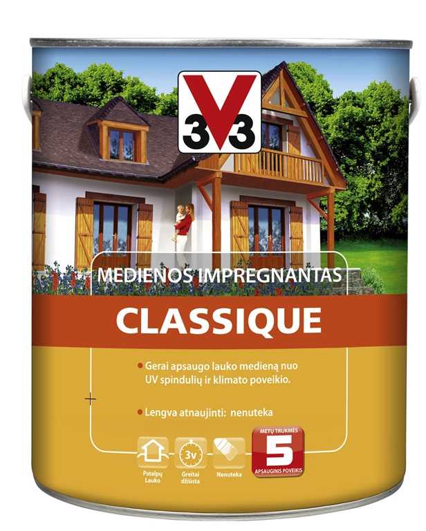 Medienos impregnantas V33 Classique, ąžuolo sp., 0.75 l