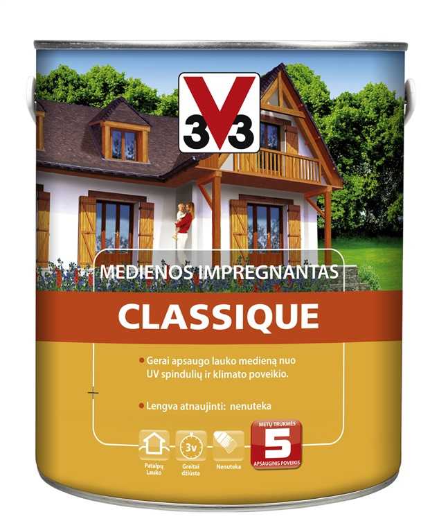 Medienos impregnantas V33 Classique, pušies sp/skandinavinė pušis, 0.75 l