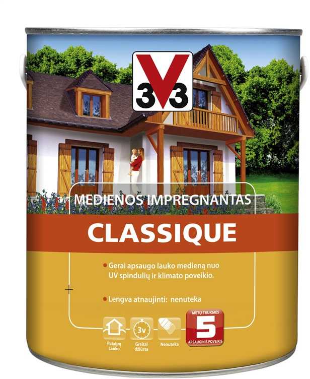 Medienos impregnantas V33 Classique, tamsaus ąžuolo sp., 0.75 l