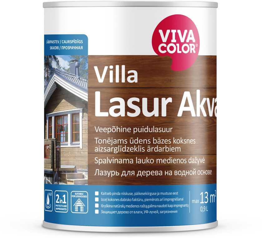 Medienos impregnantas Vivacolor Villa Lasur Akva, 0.9 l