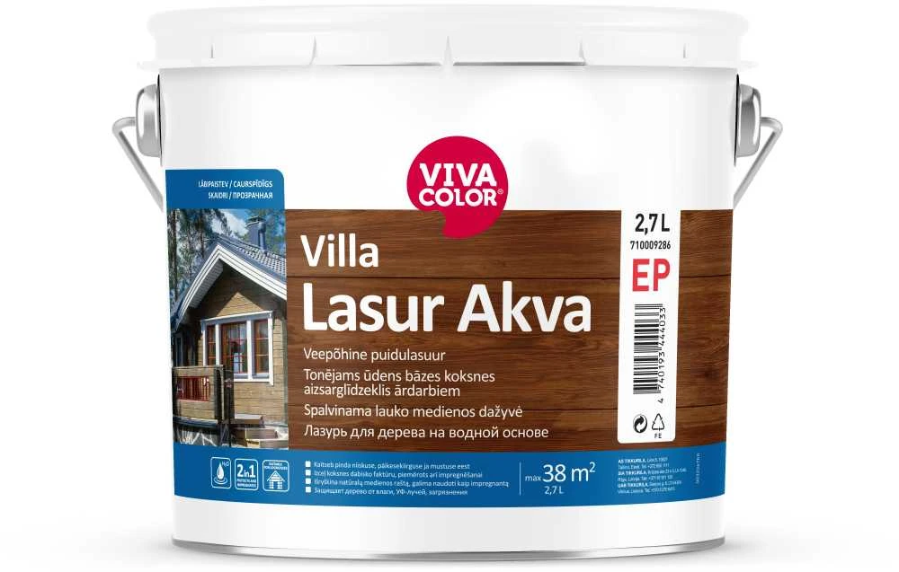 Medienos impregnantas Vivacolor Villa Lasur Akva, 2.7 l