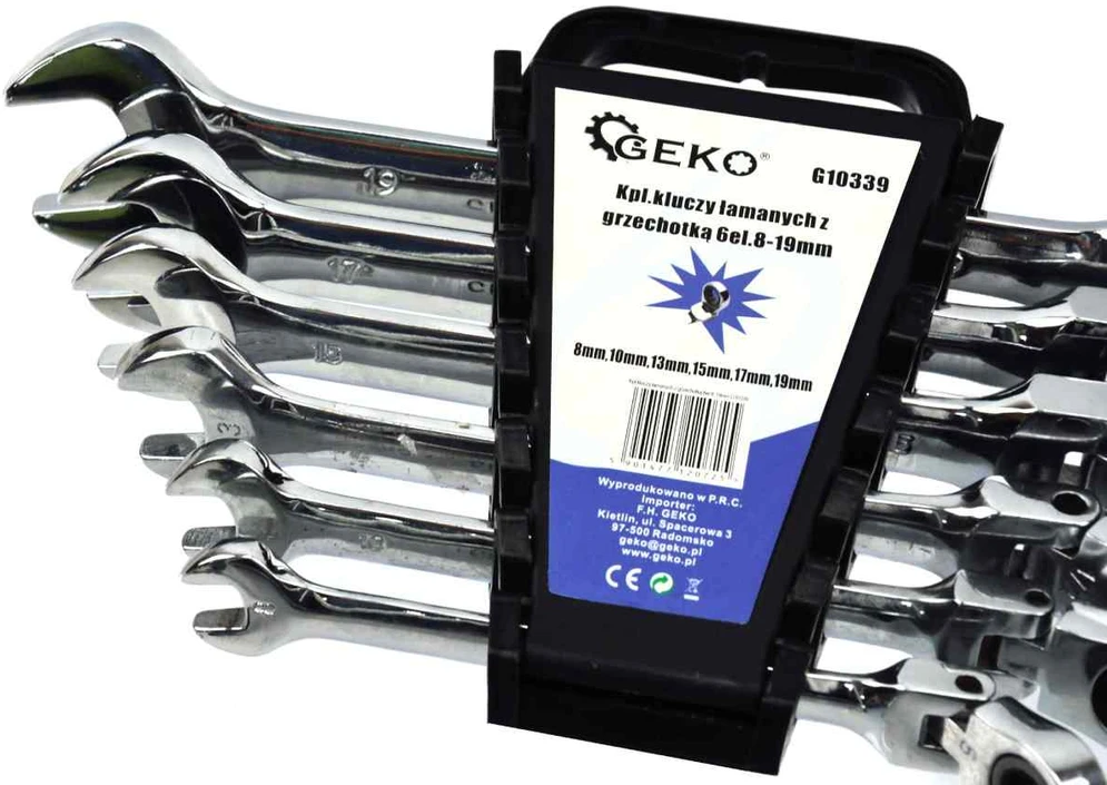 Kombinuotų reverso raktų komplektas Geko 6GB 6 vnt.