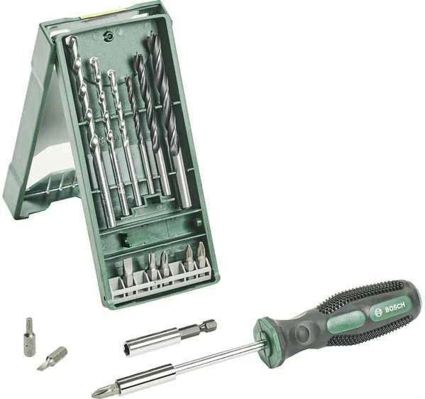 Grąžtas Bosch 15-dalių mini komplektas su atsuktuvu