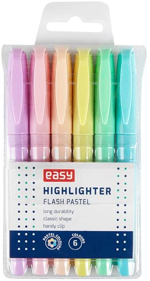 Easy Stationery Zakreślacz Flash Pastel 6 kolorów EASY