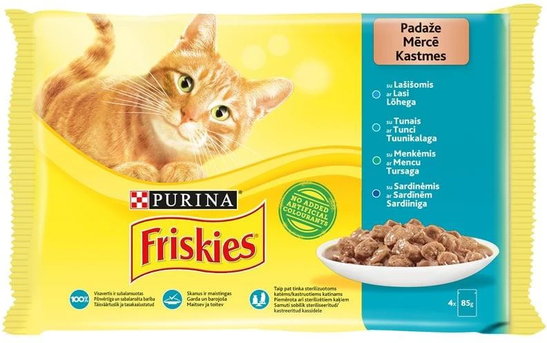 Konservai katėms "FRISKIES®" su žuvimi rinkinys, 4 x 85g