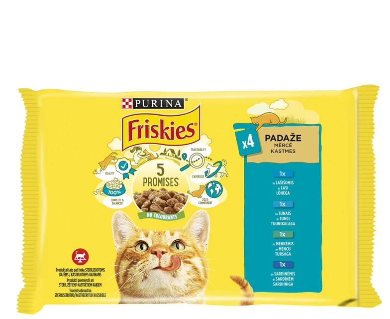 Konservai katėms "FRISKIES®" su žuvimi rinkinys, 4 x 85g