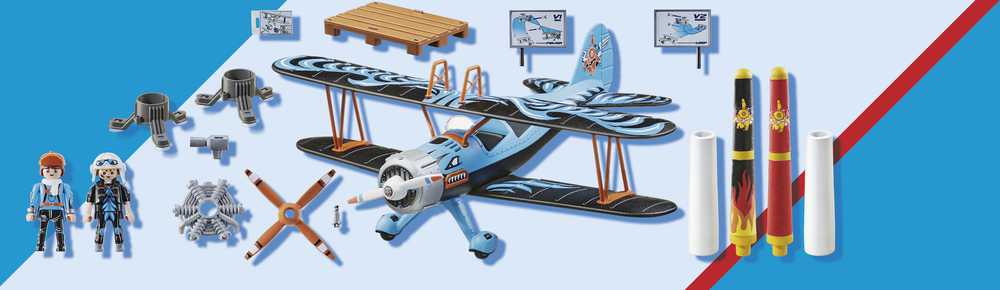 PLAYMOBIL – 70831 – „Air Stuntshow Biplane“ „Phoenix“ – su garso efektais