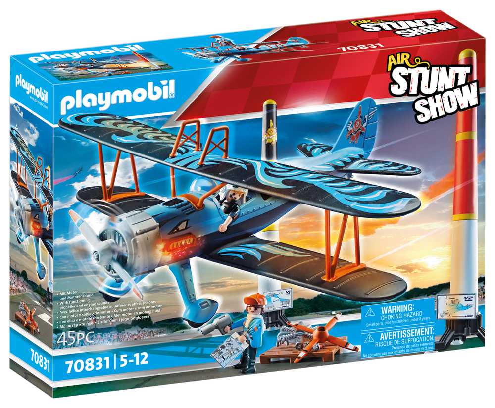 PLAYMOBIL – 70831 – „Air Stuntshow Biplane“ „Phoenix“ – su garso efektais