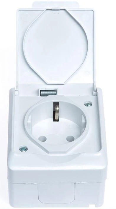Kištukinis lizdas Elektro-Plast Hermes 0324-02, su įžeminimu, IP44, balta sp.
