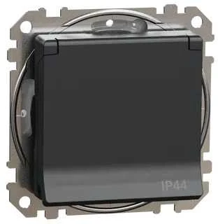 Schneider Electric GN.SCHUKO PRZ.IP44 Juodas ANTR.SEDNA DESIGN