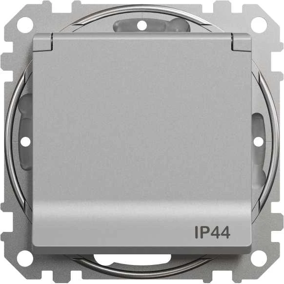 Schneider Electric GN.SCHUKO PRZ.IP44 ALU Sidabrinis SEDNA APRAŠYMAS