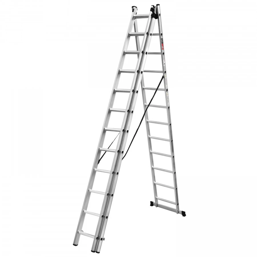 Kopėčios universalios EMX 3x12 pakopos 3,39/8,48m, Ecomax