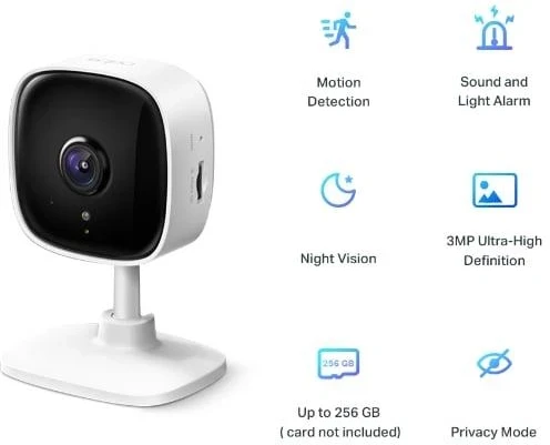 TP-LINK | Namų apsauga Wi-Fi kamera | Tapo C110 | Kubas | 3 MP | 3,3 mm/F/2,0 | Privatumo režimas, garso ir šviesos signalizacija, judesio aptikimas ir pranešimai, patobulintas naktinis matymas | H.264 | Micro SD, maks. 256 GB