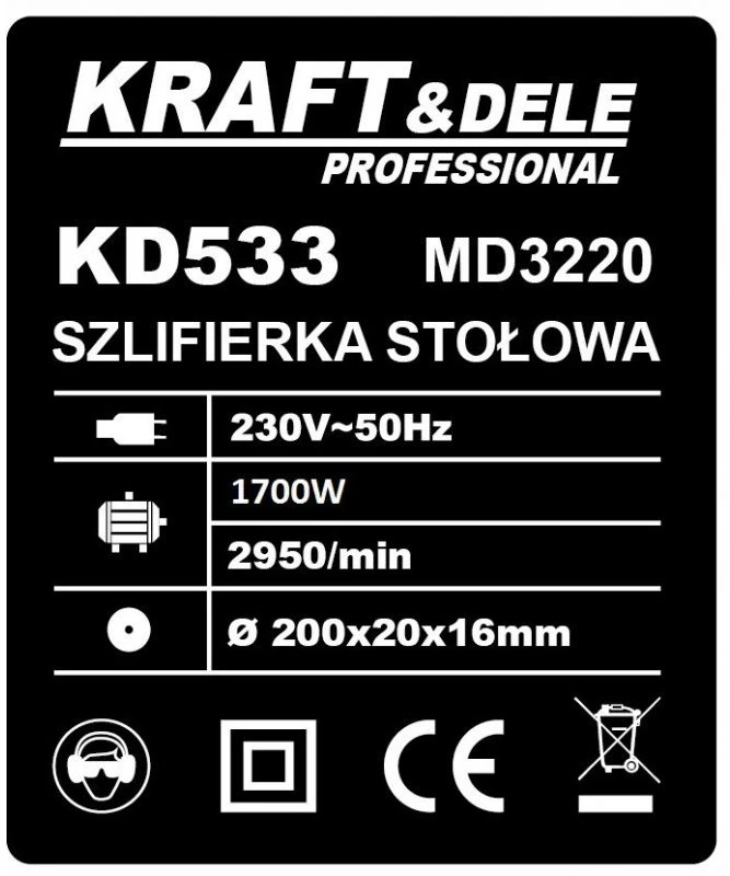 KRAFT & DELE Kraftdele šlifuoklis STOŁOWA TARCZOWA KAMIENIOWA 200MM KD533