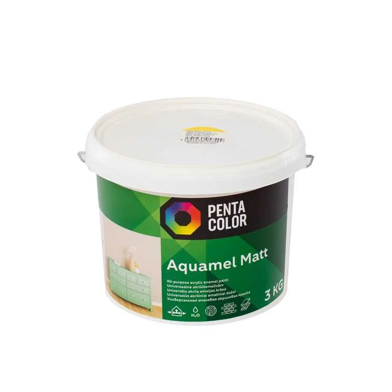 Dažai, universalūs Pentacolor Aquamel, matinis, 3kg, šviesiai geltona sp.