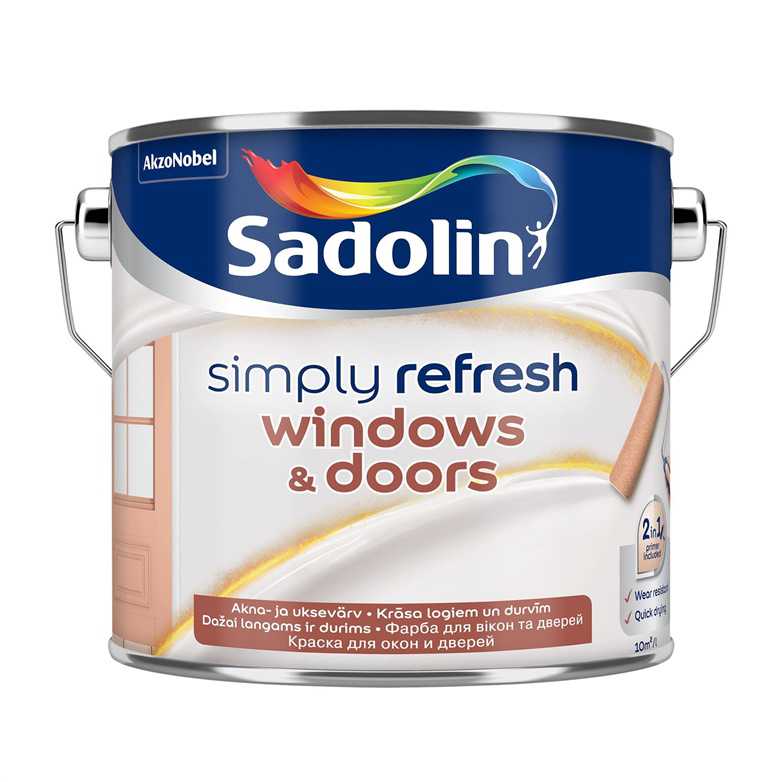 Dažai, langams/durims Sadolin Simply Refresh, pusiau matinis, 2.5 l, balta sp.