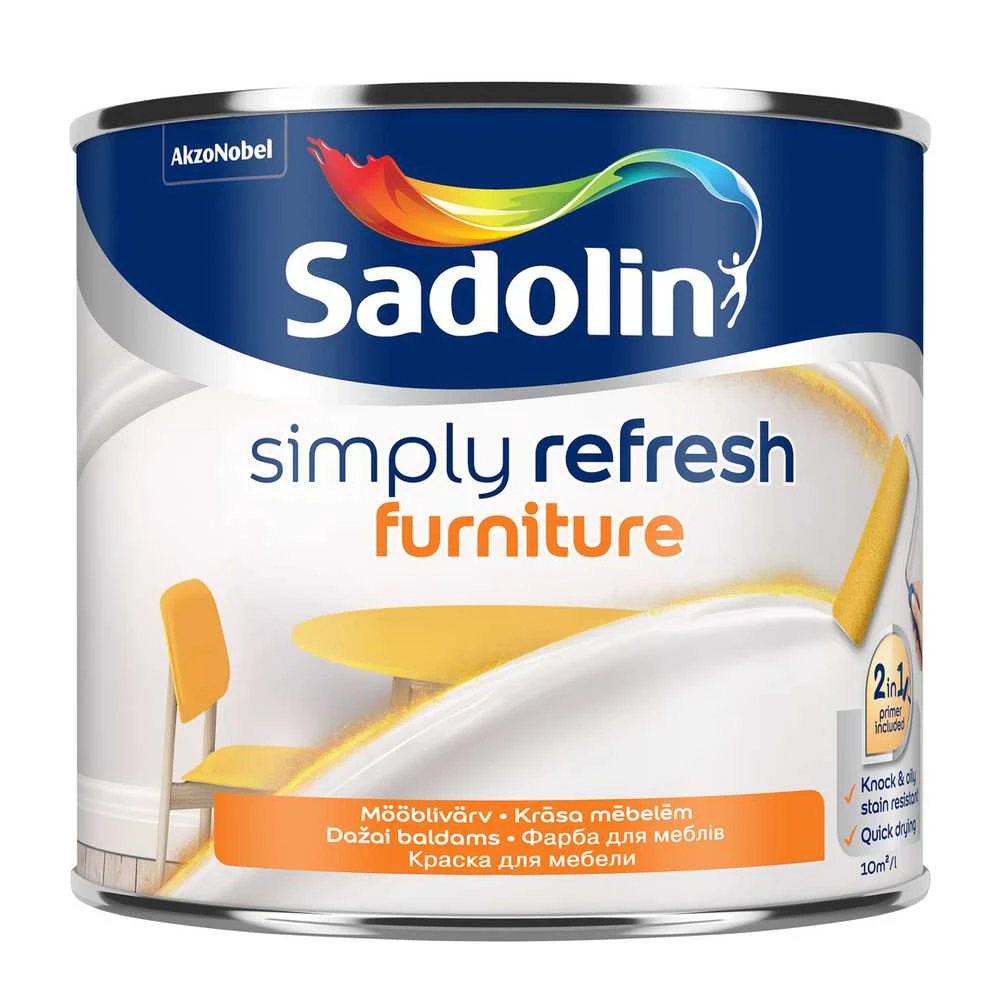 Dažai, baldams Sadolin Simply Refresh, matinis, 0.5 l, balta sp.