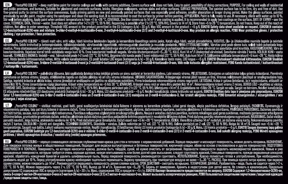 Dažai Pentacolor PentaPro Ceiling 3, balta sp., 1 l