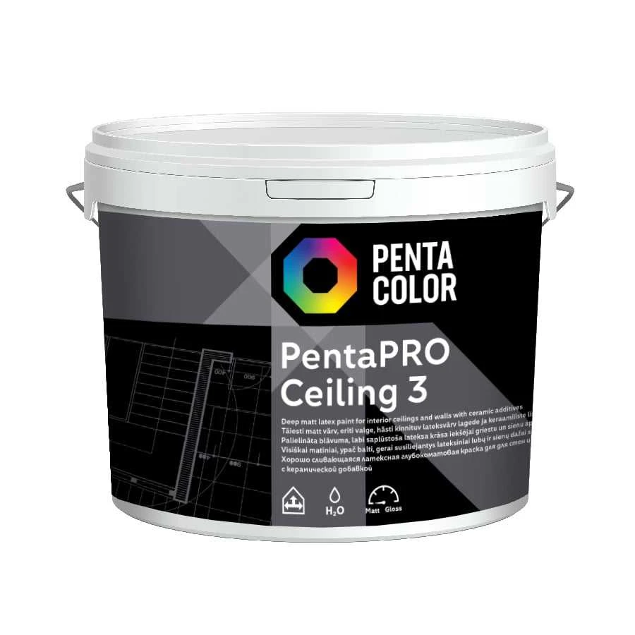 Dažai Pentacolor PentaPro Ceiling 3, balta sp., 10 l
