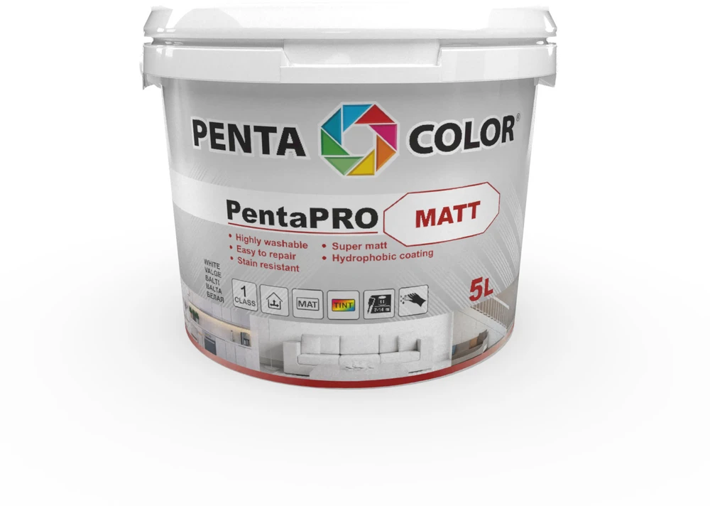 Dažai Pentacolor PentaPro Wall 3, balta sp., 5 l