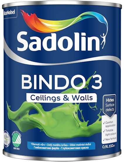 Dažai Sadolin Bindo 3, balta sp., 0.9 l