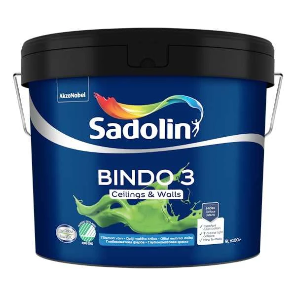 Dažai Sadolin Bindo 3, balta sp., 9 l