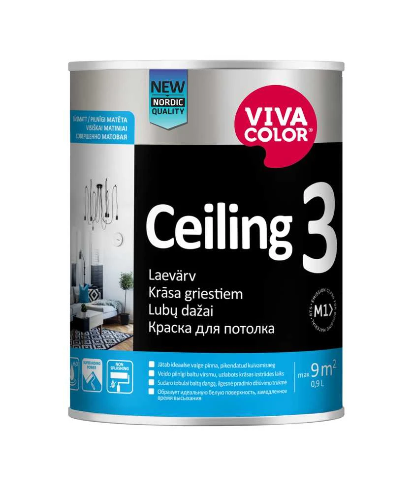 Dažai Vivacolor Ceiling 3, balta sp., 0.9 l