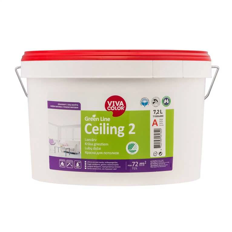 Dažai Vivacolor Žalias Line Ceiling, balta sp., 7.2 l