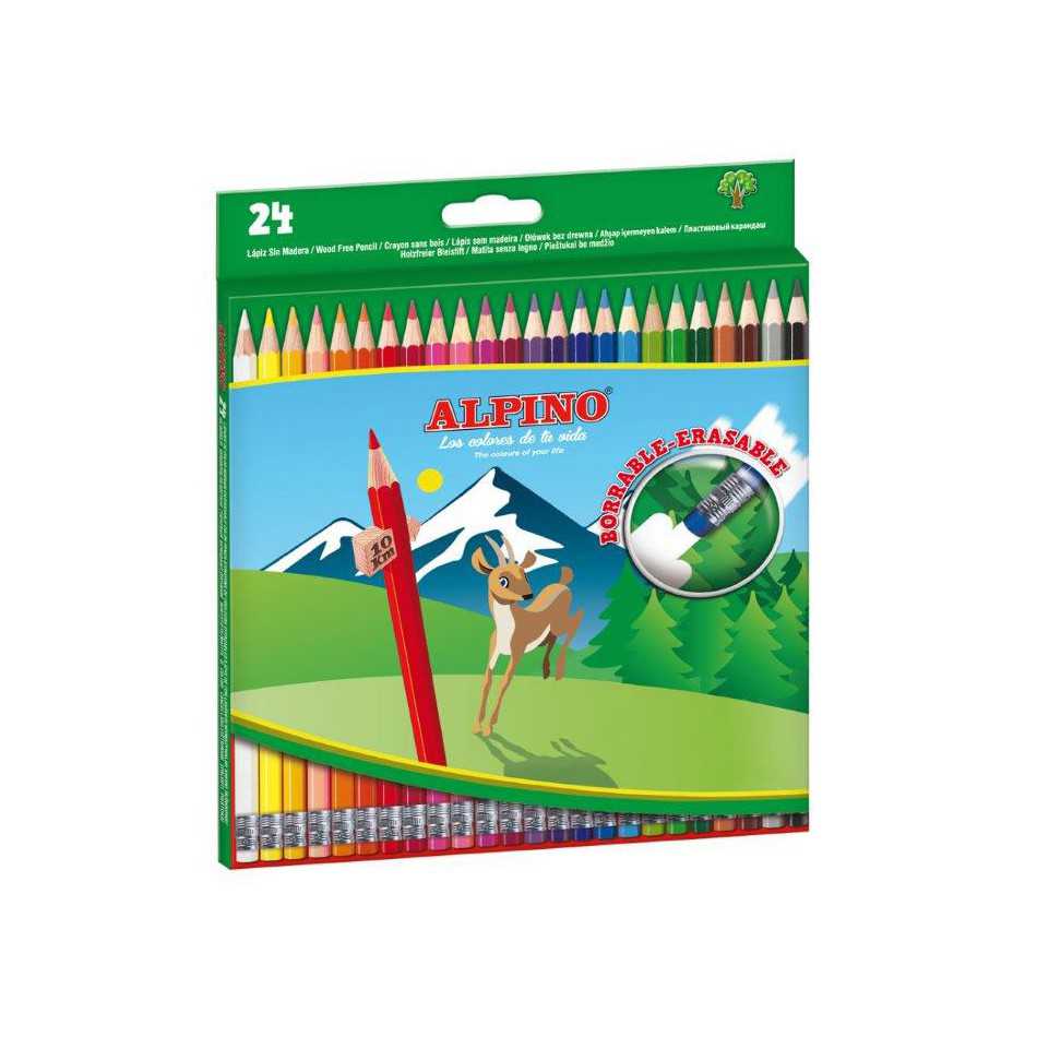 Pieštukai spalvoti ALPINO Erasable 24sp