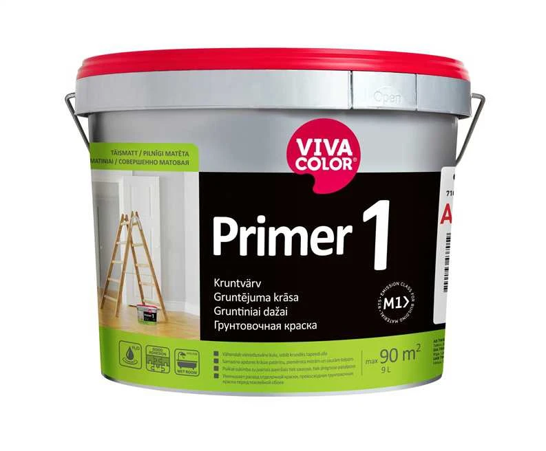 Krāsas gruntēšanai Vivacolor Primer 1, balta, 9 l