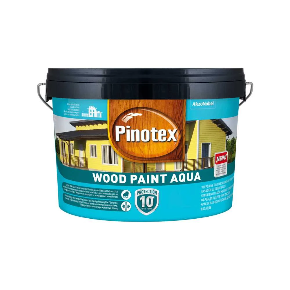 Medinių fasadų dažai Pinotex Wood Paint Aqua, balta sp., 2.5 l