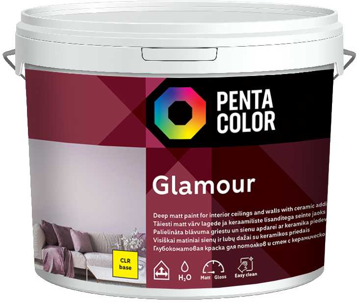 Dažų bazė Pentacolor Glamour, emulsiniai, visiškai matinis, 3 l